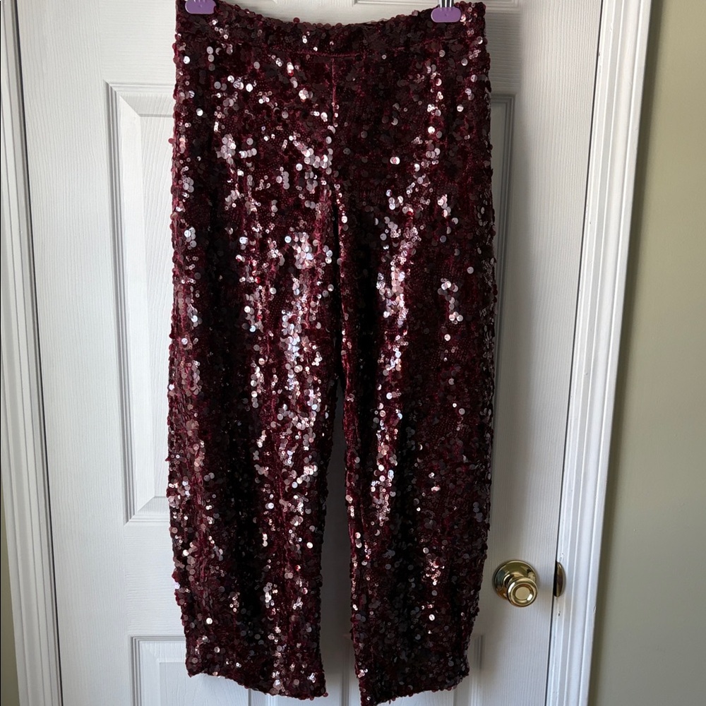 Glamorous Burgundy Sequin Trousers